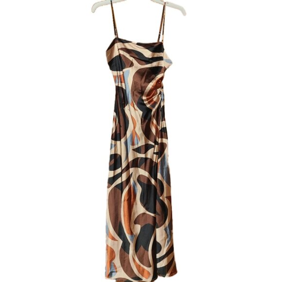 House of Harlow 1960 Abstract Satin Midi Slip Dress NWOT - Picture 1 of 8